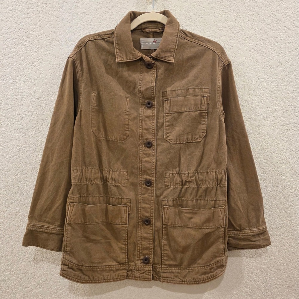 Everlane Utility Chore Jacket Button Front Coat Women XS Brown Cotton Canvas